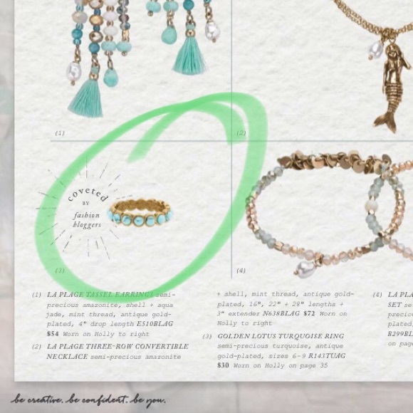 SOLD Chloe + Isabel Golden Lotus Turquoise Ring - Picture 3 of 8